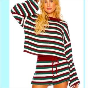 NWT Beach Riot Ava Sweater Balboa Shorts Glitter Festive Sparkle Set XL